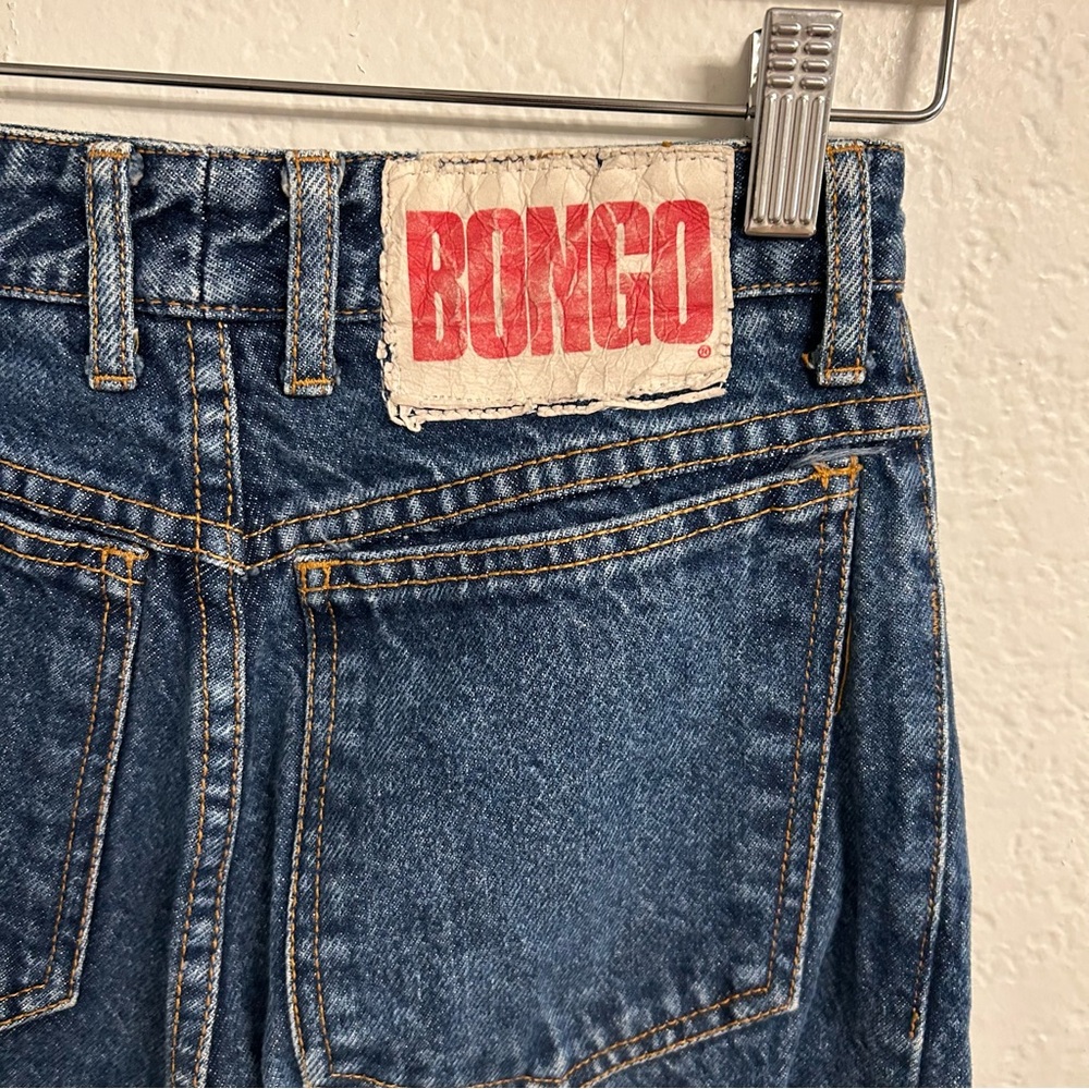 BONGO Jeans USA Made Size 7 High Rise Straight Cropped 100% Cotton Raw Hem - Picture 6 of 6